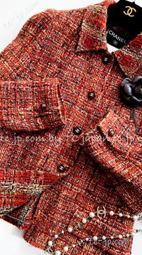 CHANEL 98A Brown Orange Tweed Jacket 42 シャネル ブラウン・オレンジ・ツイード・ジャケット
