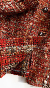 CHANEL 98A Brown Orange Tweed Jacket 42 シャネル ブラウン・オレンジ・ツイード・ジャケット