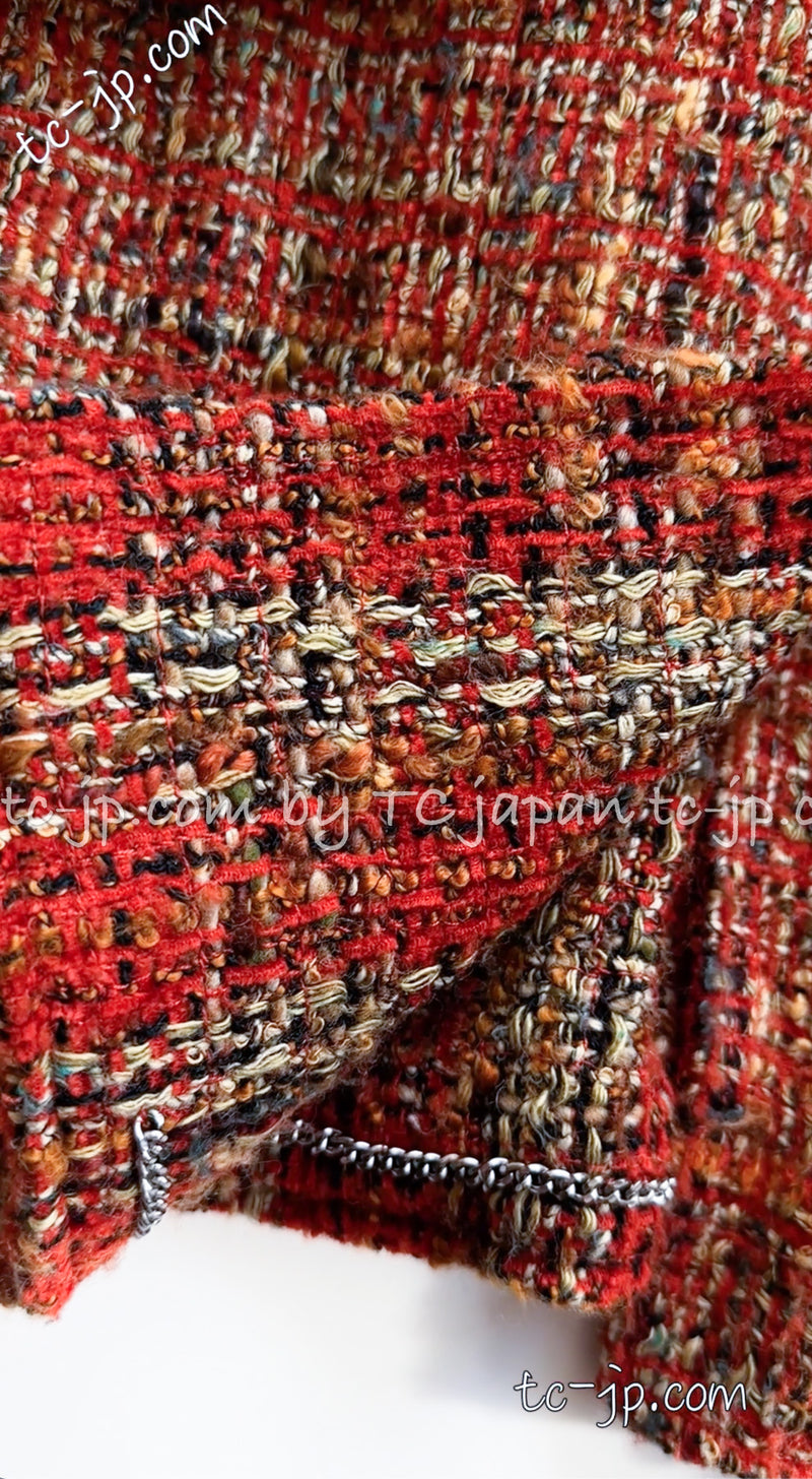 CHANEL 98A Brown Orange Tweed Jacket 42 シャネル ブラウン・オレンジ・ツイード・ジャケット