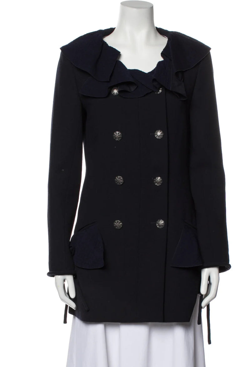CHANEL 20S Navy Wool Jacket Coat 38 シャネル ネイビー・ウール・ジャケット・コート