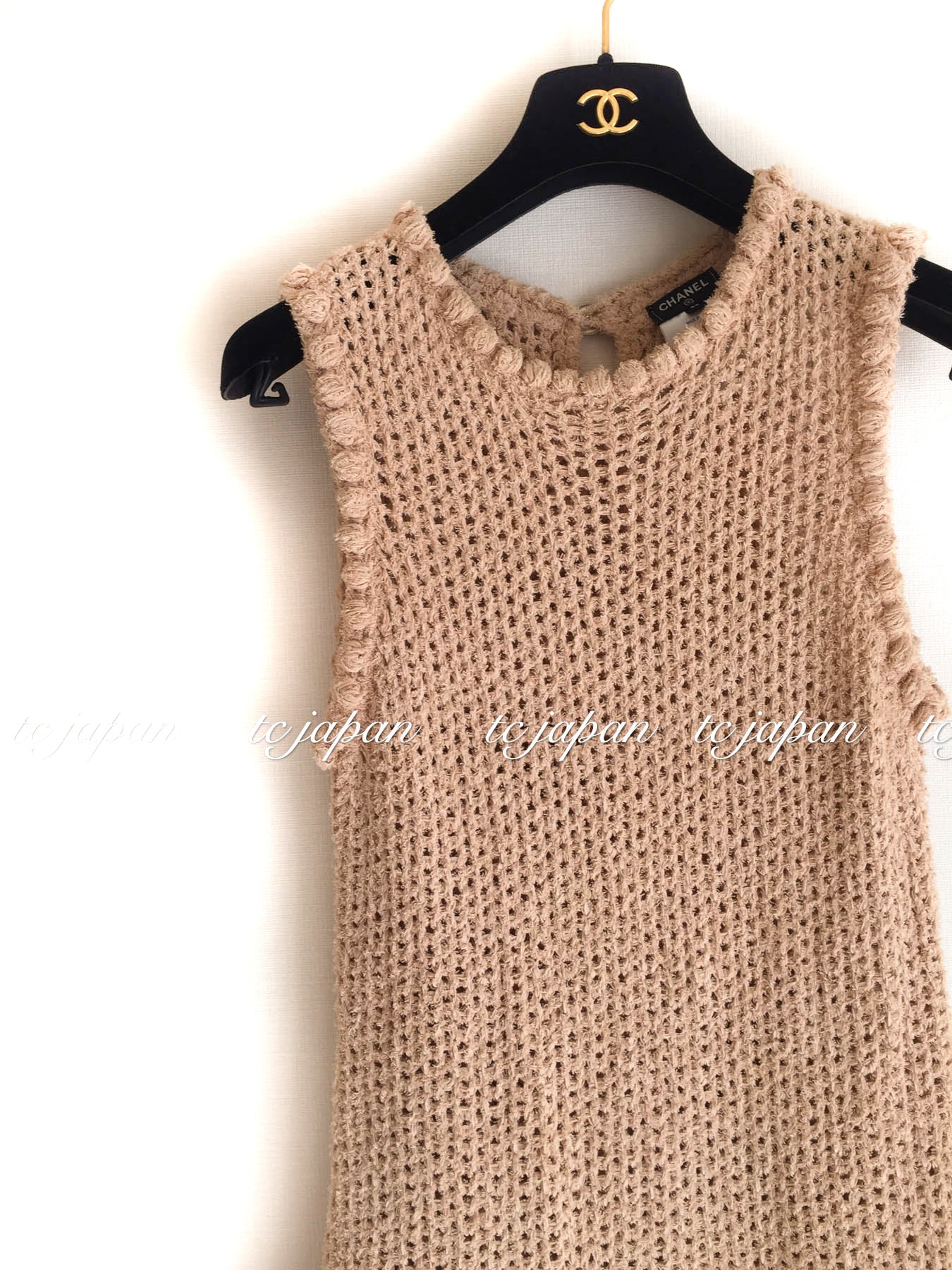 CHANEL 17C Beige Brown cotton knit Dress 36 38 シャネル ベージュ・ブラウン・コットン ニット  ワンピース・カーディガン 即発