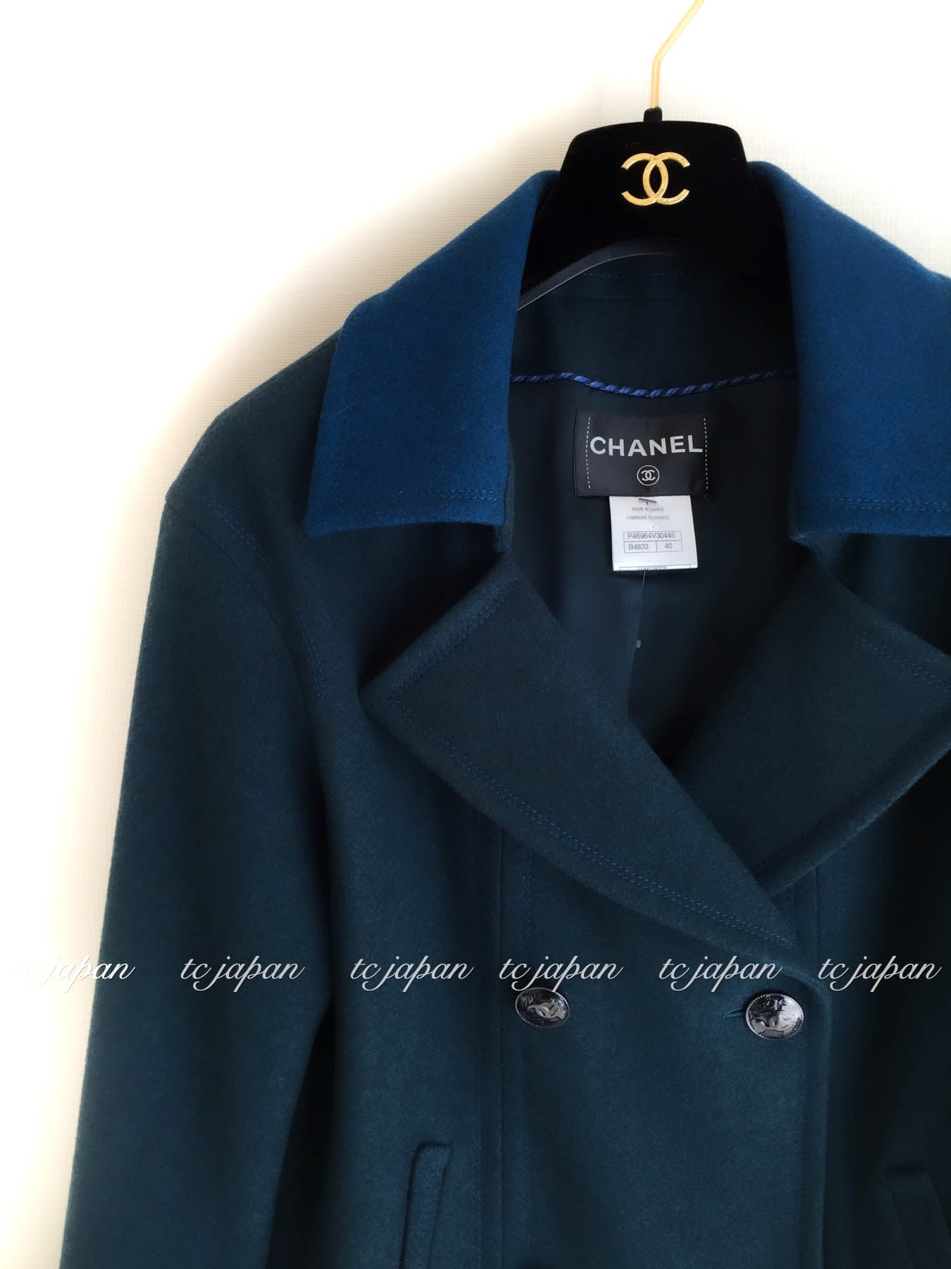 CHANEL 13A Green Blue Wool Jacket Coat 40 シャネル グリーン・ブルー・ウール・ジャケット・コート 即発