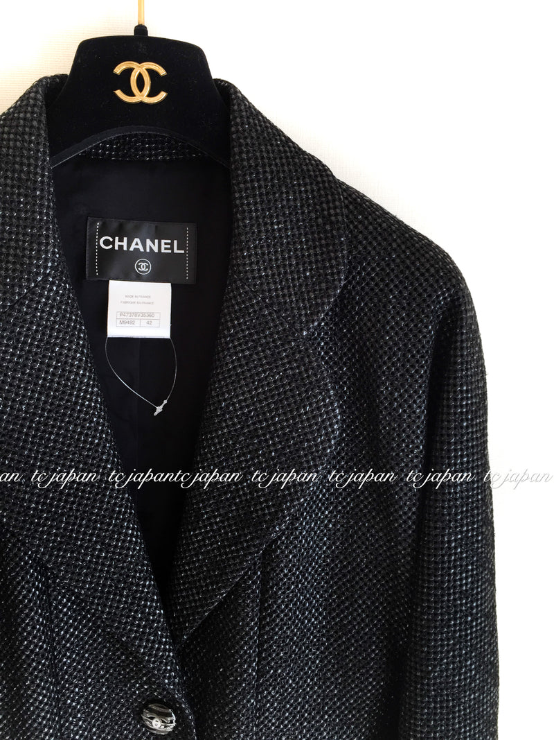 CHANEL 14C Black Metallic Tweed Jacket 42 シャネル メンズも ブラック・メタリック・ジャケット 即発