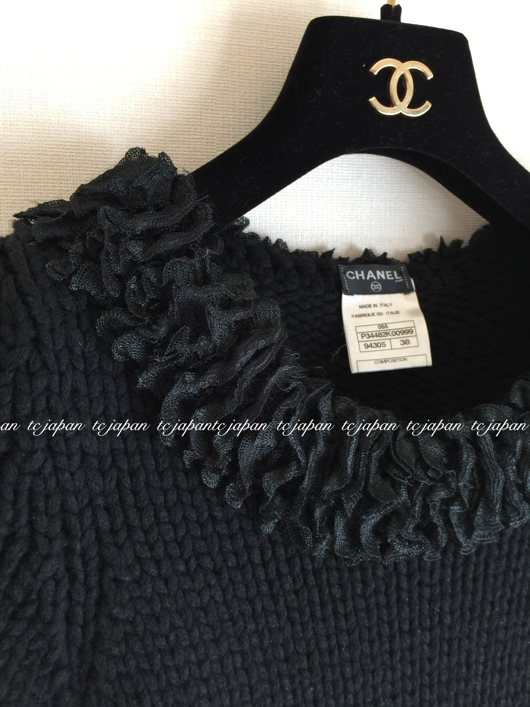 CHANEL 08A Black Cashmere Knit Dress 38 シャネル ブラック・ニット・カシミア・ワンピース 即発