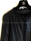CHANEL 09A Black Brown Leather Jacket Skirt Suit 42 シャネル ブラック・レザー・コート・ジャケット スカート スーツ