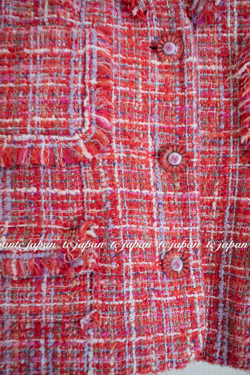 CHANEL 04S Uma Thurman Lesage Red Fringe Tweed Jacket Suit 34 36 シャネル レッド・ルサージュ・ジャケット・スーツ 即発