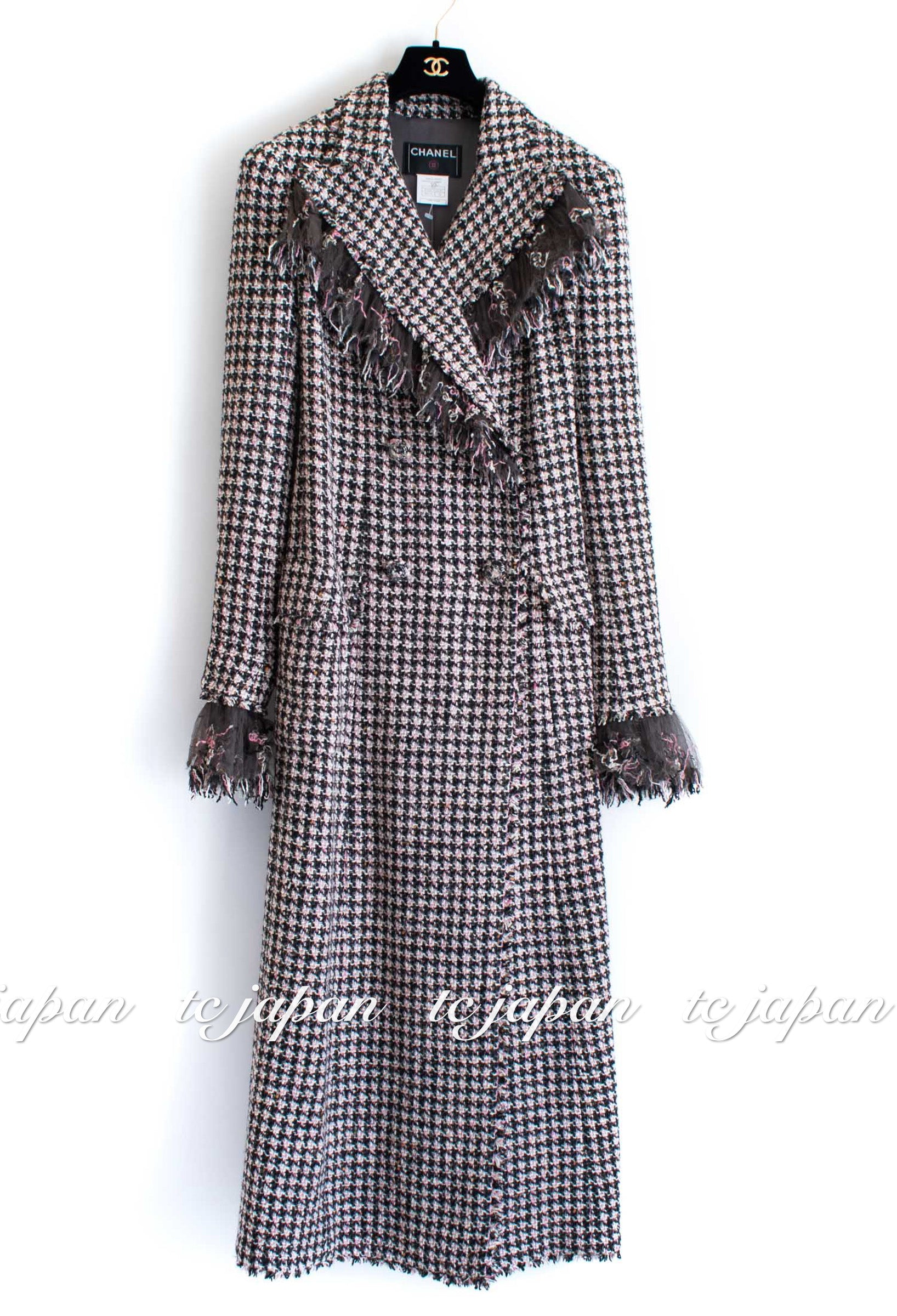 CHANEL 08PF $14K Wool Demi Couture Tweed Coat Jacket 38 シャネル ウール・デミ クチュール  ツイード・ロング コート・ジャケット 即発