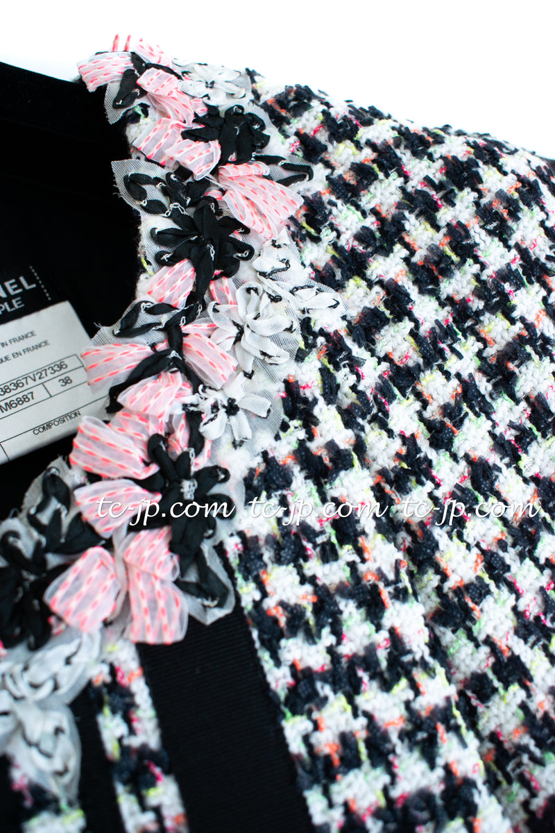 CHANEL 10S Tweed Classic Flower Dress 34 36 シャネル フラワートリム ワンピース 即発