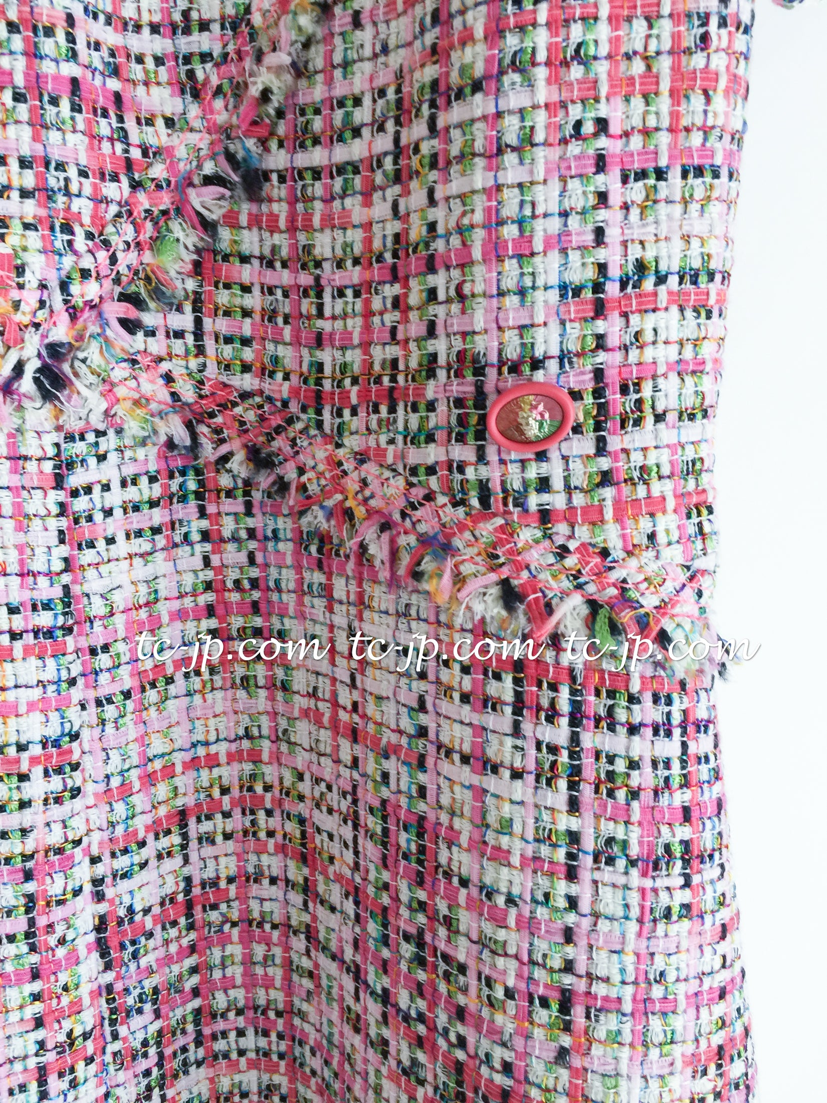 CHANEL 17PS Pink Multi Cotton Tweed Dress 38 シャネル ピンク マルチカラー コットン ツイード  ワンピース 即発