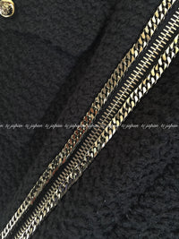CHANEL 11S Black Chain Trimming Zipper Cotton Jacket 38 シャネル ブラック チェーントリム ジッパー コットン ジャケット 即発