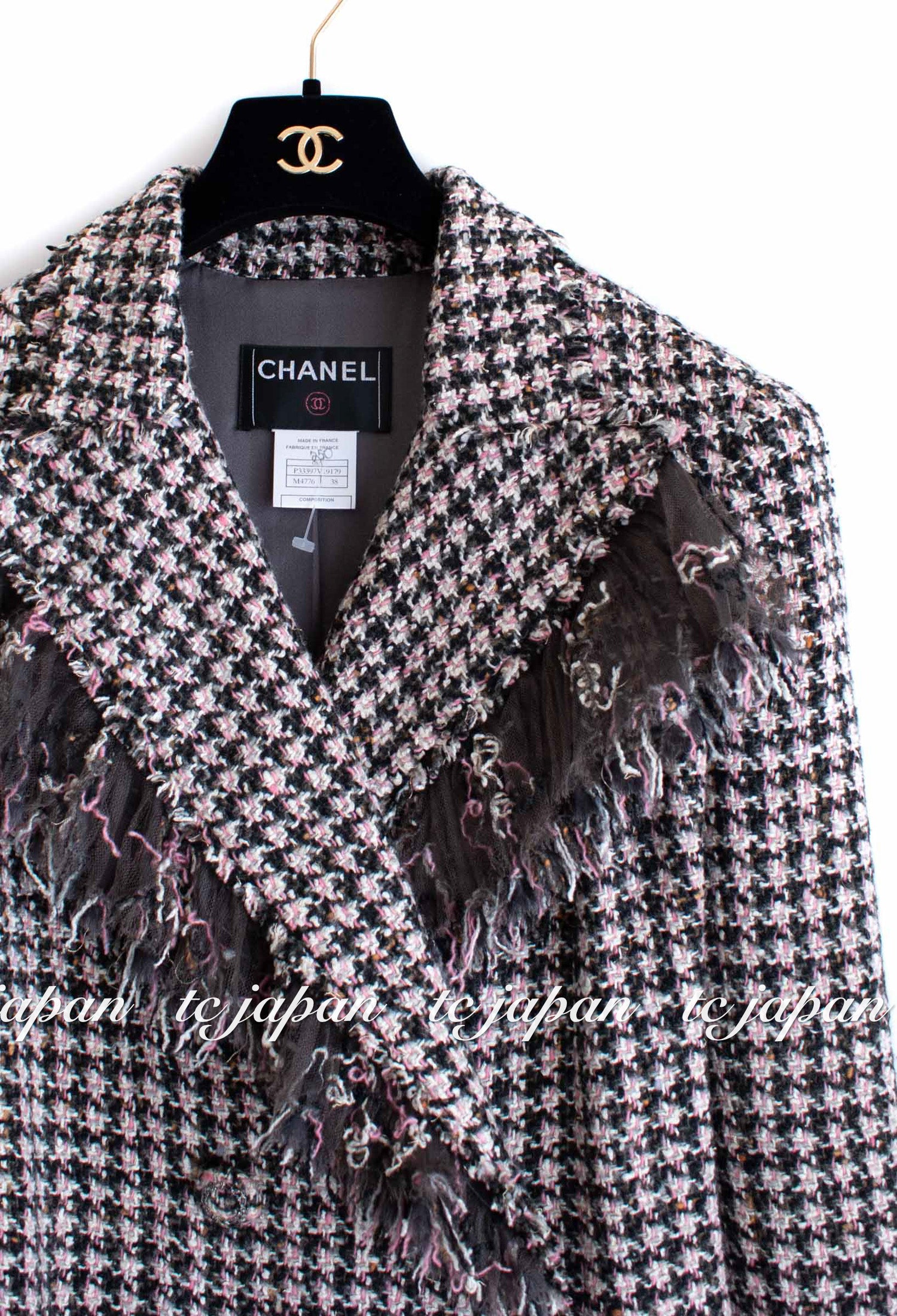 CHANEL 08PF $14K Wool Demi Couture Tweed Coat Jacket 38 シャネル ウール・デミ クチュール  ツイード・ロング コート・ジャケット 即発