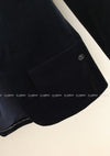 CHANEL 18PF Black Navy Velvet Chain Link Accent Jacket 42 シャネル ブラック ネイビー ベルベット・チェーン・ジャケット 即発