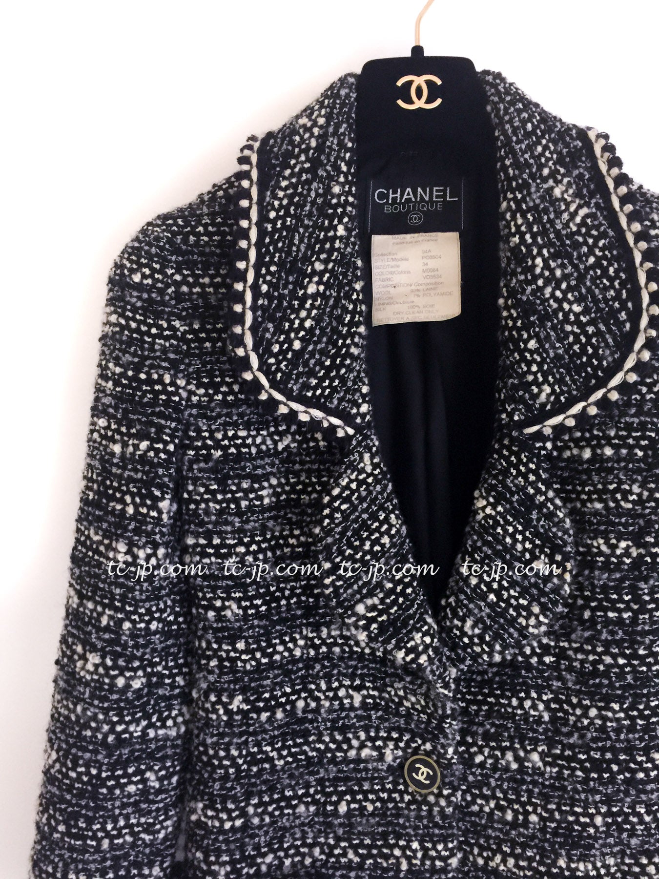 CHANEL 94A Black mix Wool Tweed Jacket 36 38 シャネル スーパーモデルのブラック系  ウール・ツイード・ジャケット 即発