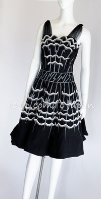 CHANEL 06S Black Peticoat Beads Sequins Silk Dress 34 シャネル ブラック・豪華装飾・ビーズ・オートクチュール技法・女優ドレス・シルク・ワンピース
