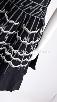 CHANEL 06S Black Peticoat Beads Sequins Silk Dress 34 シャネル ブラック・豪華装飾・ビーズ・オートクチュール技法・女優ドレス・シルク・ワンピース