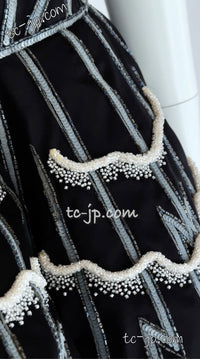 CHANEL 06S Black Peticoat Beads Sequins Silk Dress 34 シャネル ブラック・豪華装飾・ビーズ・オートクチュール技法・女優ドレス・シルク・ワンピース