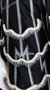 CHANEL 06S Black Peticoat Beads Sequins Silk Dress 34 シャネル ブラック・豪華装飾・ビーズ・オートクチュール技法・女優ドレス・シルク・ワンピース