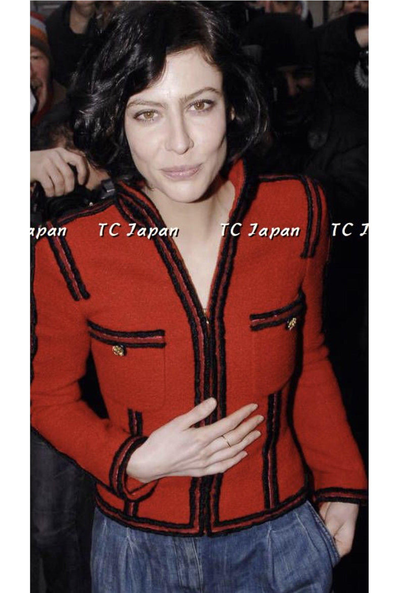 CHANEL 09PF $6K Red Moscow Wool Jacket Suit 38 シャネル レッド・ロマノフ・ツイード・ジャケット