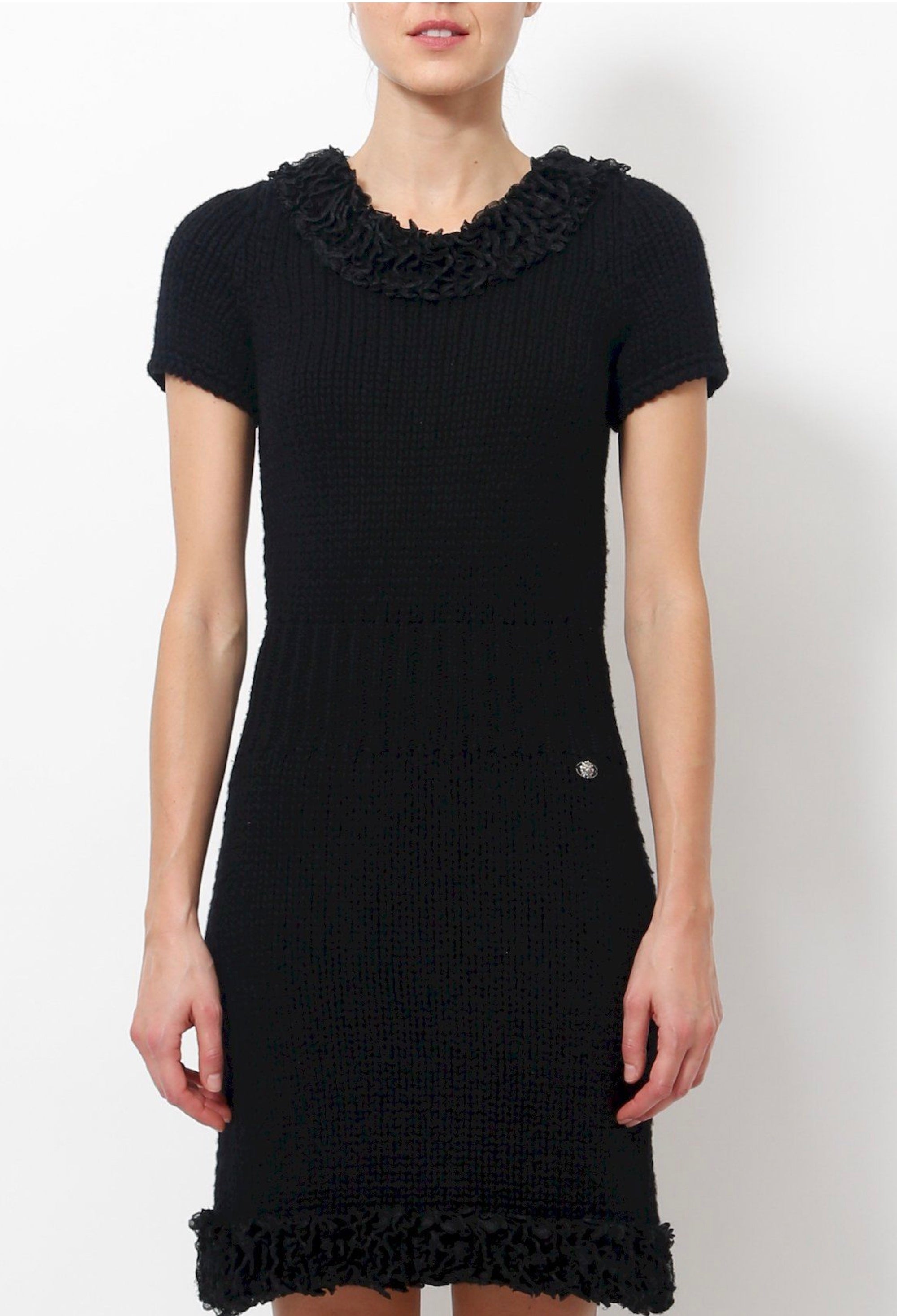 CHANEL 08A Black Cashmere Knit Dress 38 シャネル ブラック・ニット・カシミア・ワンピース 即発