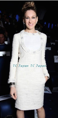 CHANEL 12PF Paris Bombay Ivory Silver Dress 34 シャネル アイボリー・シルバー・ツイード・ワンピース 即発 - CHANEL TC JAPAN