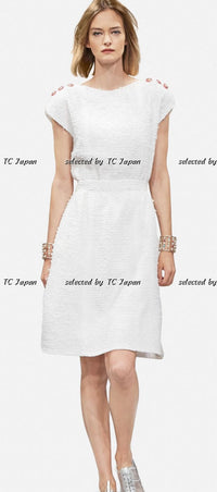 CHANEL 17PS Ivory Sleeveless Cotton Dress 38 シャネル アイボリー・ノースリーブ コットン・ワンピース