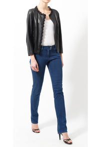 CHANEL 09A Black Brown Leather Jacket Skirt Suit 42 シャネル ブラック・レザー・コート・ジャケット スカート スーツ