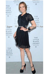 CHANEL 10S Scarlett Johansson Black Knit Dress 34 36 38 シャネル ブラック・ワッフル・ニット・ワンピース・カーディガン 即発 - CHANEL TC JAPAN