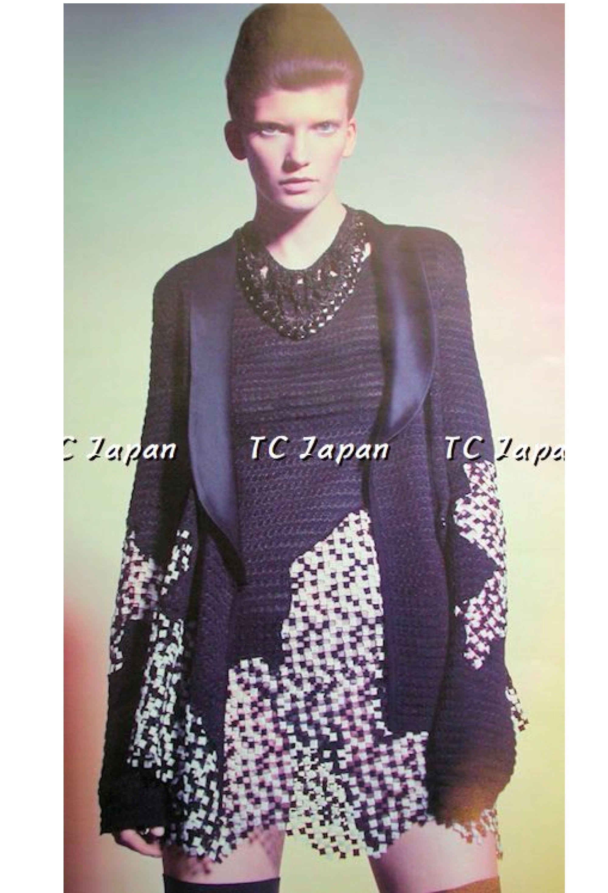 CHANEL 11S Cameron Diaz Black White Lace Cardigan Jacket Dress Tops 34 36 38 40 シャネル ジャケット ワンピース カーディガン 即発 - CHANEL TC JAPAN