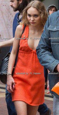 CHANEL 14C Black or Red or Orange Terry CC Button Accents Dress 36 シャネル ブラック・ワンピース - シャネル TC JAPAN