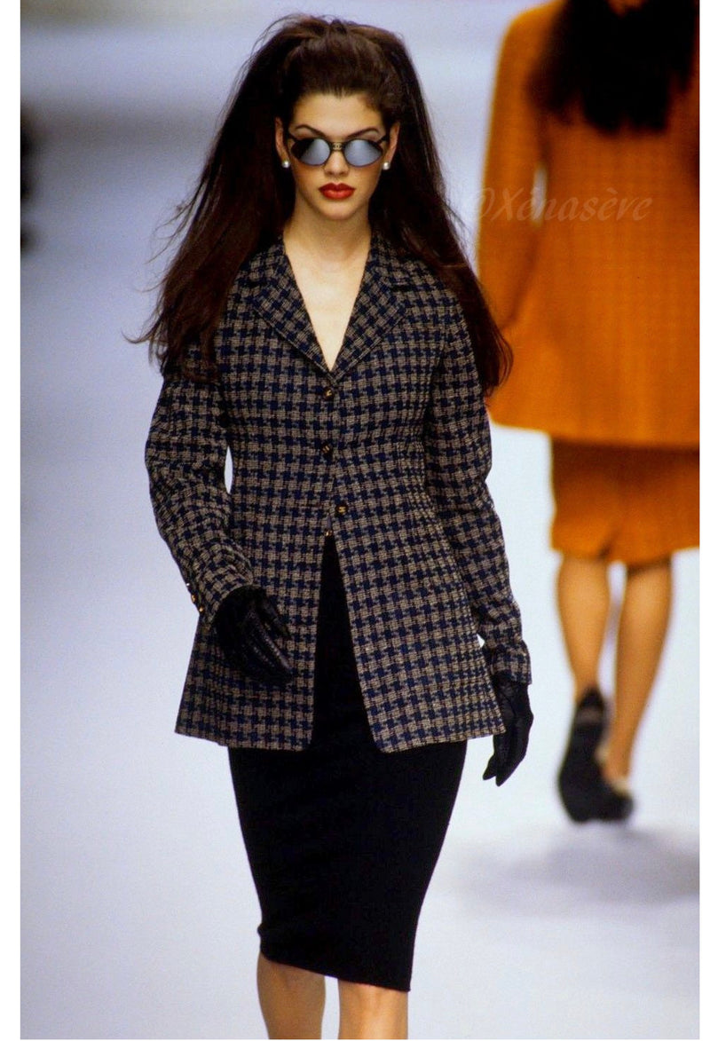 CHANEL 95A Black Beige Check Tweed Jacket 38 シャネル ブラック・ベージュ・チェック柄ツイード・ジャケット  即発