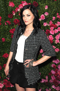 CHANEL 12S Black Ivory Metallic Tweed Jacket 40 42 シャネル ブラック・アイボリー・メタリック・ツイード・ジャケット