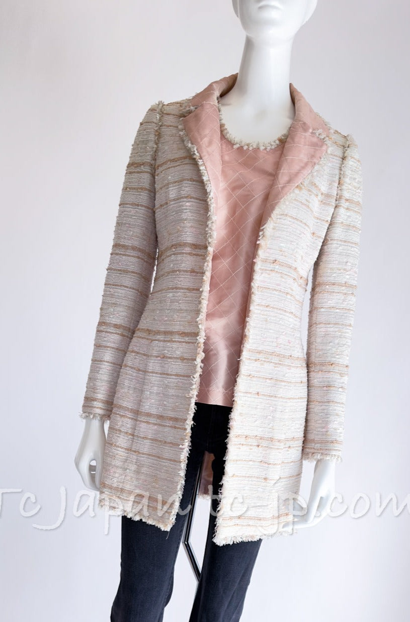 CHANEL 04S Ivory Beige Pink Coat Jacket Skirt 38 40 シャネル  生成り・ベージュ・ピンク・コート・ジャケット・スカート 即発