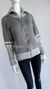 CHANEL 04A Light Gray Zip Up Knit Blouson Tops Cardigan Jacket 38 シャネル ライトグレー・ジップアップ・ニット・ブルゾン・トップス・ジッパー/カーディガン 即発