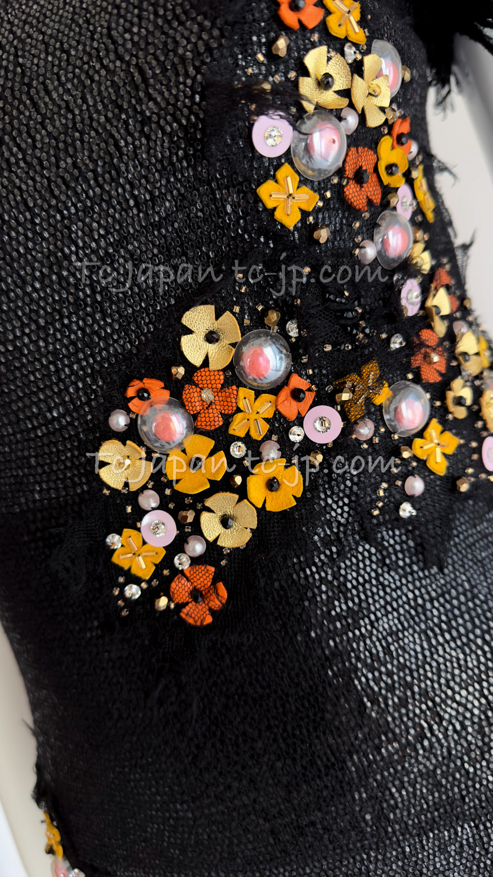 CHANEL 07PF Monte Carlo Flower Embroidered Collectors Dress 34 36  シャネル・モンテカルロ・ブラック・フラワー・アップリケ・ワンピース 即発