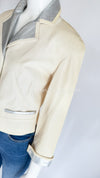 CHANEL 12C ivory Creme Lambskin Leather Jacket with Silver Collars 38 シャネル アイボリー・レザー・ジャケット即発