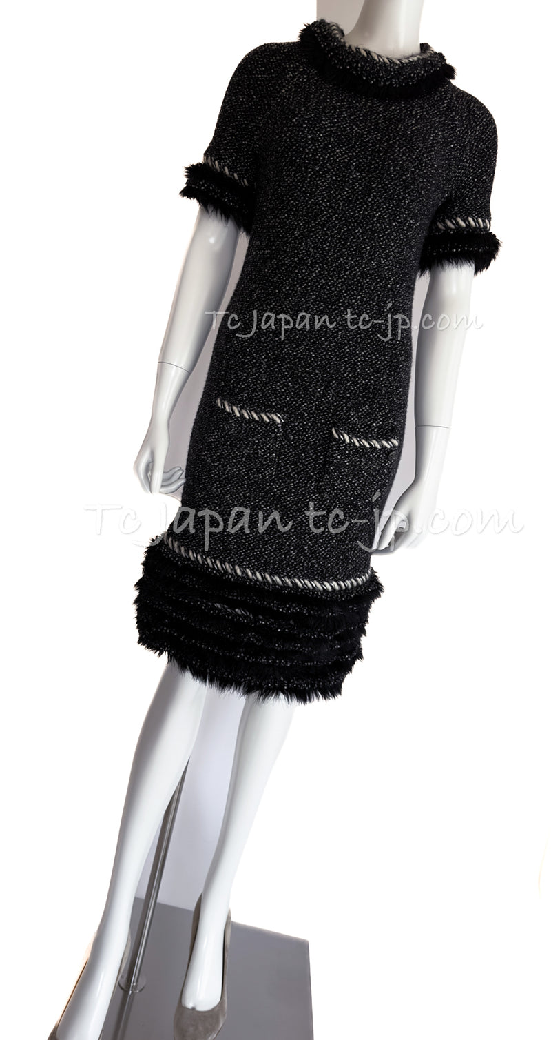 CHANEL 10A Black Fur Trimmed Cashmere Knit Dress 38 シャネル 安室奈美恵さん・ブラック・ファー・トリム・ニット・ワンピース 即発