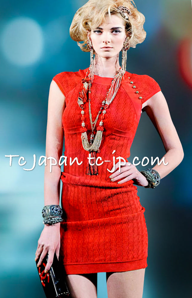 CHANEL 10PF Red Shanghai Dress 36 シャネル レッド・ストレッチ・ニット・ワンピース 即発 - TC JAPAN