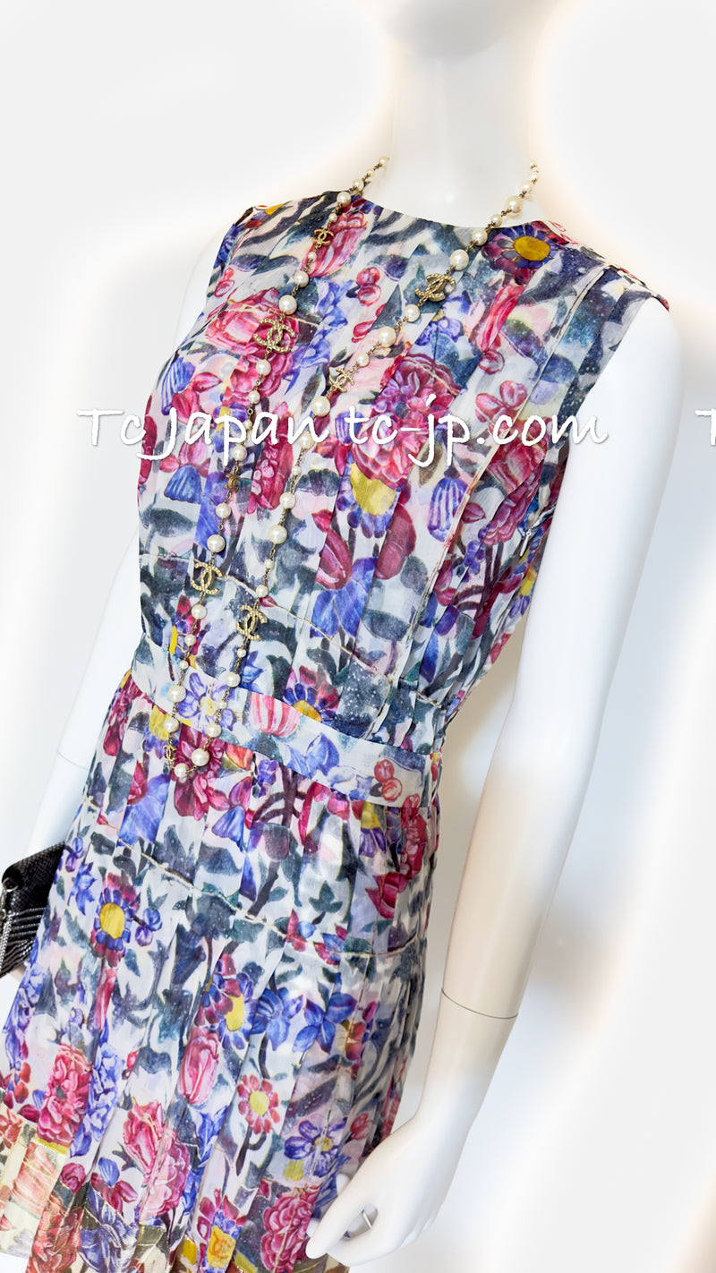 CHANEL 15C Floral Sleeveless Silk Dress Jacket 34 36 シャネル フローラル・シルク・ワンピース ジャケット 即発
