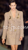 CHANEL 01A Brown Beige Alpaca Tweed Coat 40 シャネル ブラウン・ベージュ・アルパカ・ツイード・コート
