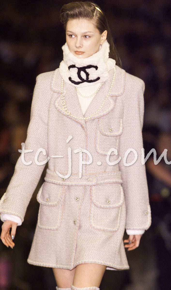 CHANEL 01A Brown Beige Alpaca Tweed Coat 40 シャネル ブラウン・ベージュ・アルパカ・ツイード・コート