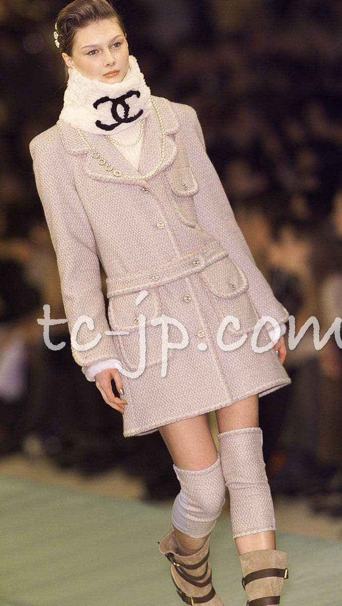 CHANEL 01A Brown Beige Alpaca Tweed Coat 40 シャネル ブラウン・ベージュ・アルパカ・ツイード・コート