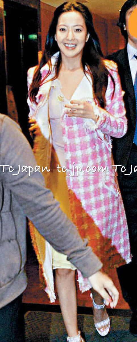 CHANEL 04C Pink White Tweed Fringe Jacket 36 38 40 42 44 シャネル ピンク・ホワイト・ツイード・フリンジ・ジャケット 即発