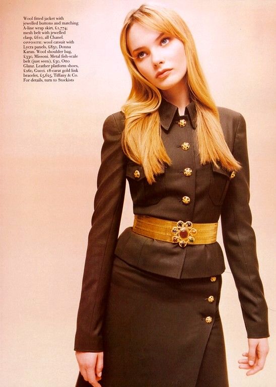 CHANEL 96A Vintage Gray Gold Buttons Belt Military Jacket Skirt Suit 40 シャネル ヴィンテージ・グレー・ゴールドCCボタン・ベルト・ミリタリー ジャケット・スカート・スーツ即発