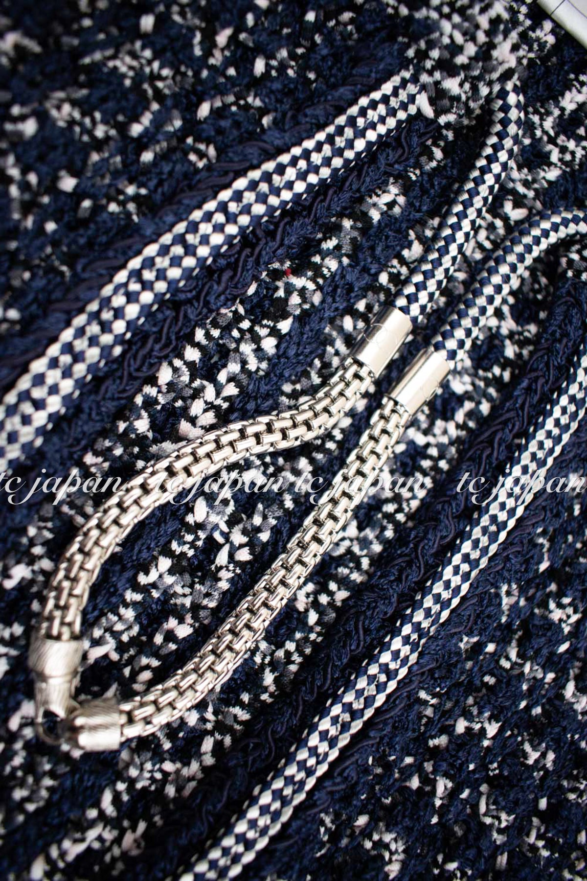 CHANEL 12S Pink Black Navy Chain Knit Cardigan 36 38 シャネル ピンク・ネイビー・ブラック・ニット・カーディガン 即発
