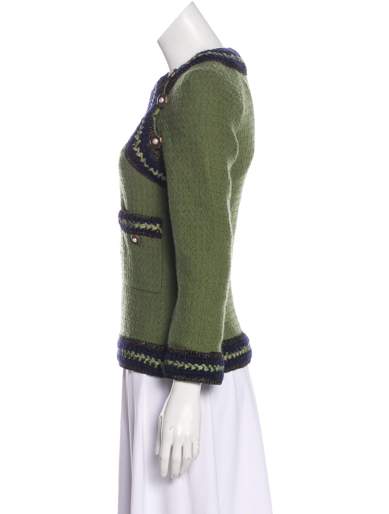 CHANEL 10PF Paris Shanghai Green Braid Skirt Jacket 38 シャネル グリーン・ブレイド・ジャケット スカート スーツ - CHANEL TC JAPAN