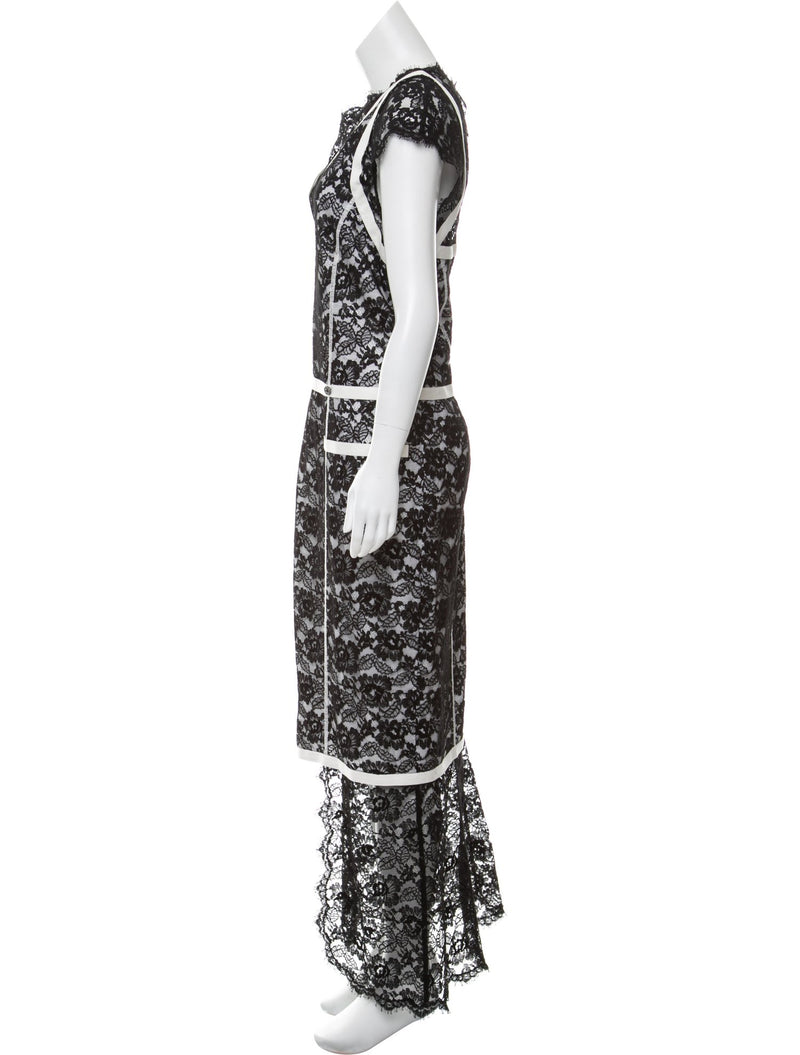 CHANEL 14C Black Navy Camellia Lace Dress Tops 38 シャネル ブラック・ネイビー・ホワイト・レース・ワンピース・トップス 即発