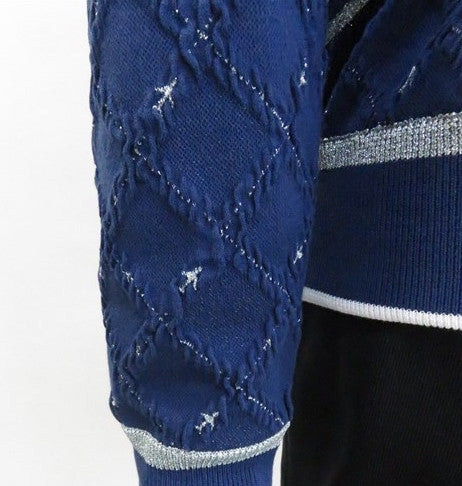 CHANEL 16S Airplane Sweater Top Skirt 34 シャネル ブルー メタリック・ニット・セーター - シャネル TC JAPAN