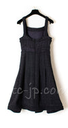 CHANEL 12A Black Purple Plum Sleeveless Dress  38 シャネル ブラック・パープル・ツイード・ワンピース 即発