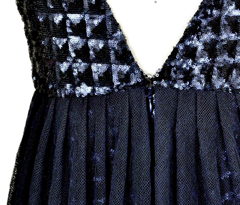 シャネル ネイビー・ワンピース CHANEL 14S Navy Sequin Dress New 38 