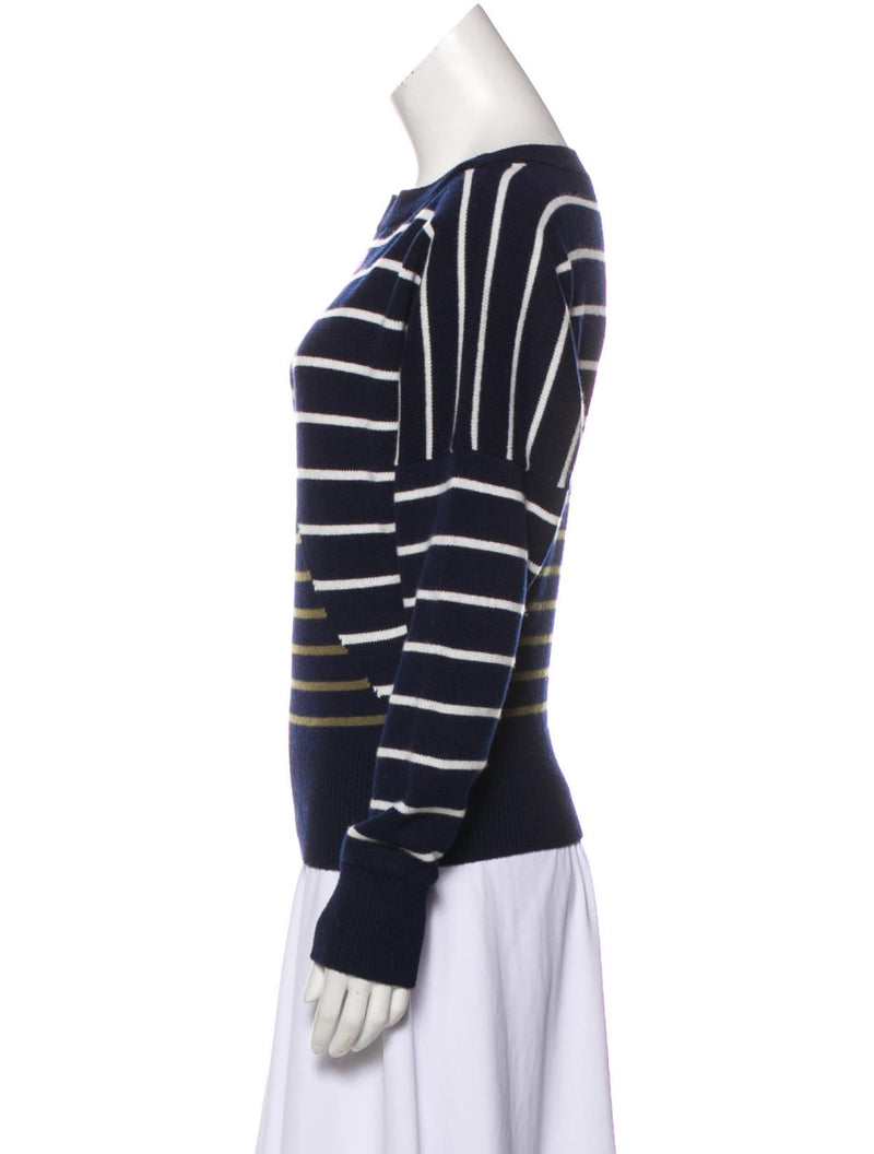 CHANEL 20C Navy Ivory CC Logo Cashmere Sweater 36 38 シャネル アイボリー  ネイビー・CCロゴ・カシミア・セーター